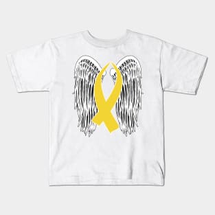 Winged Awareness Ribbon (Gold Ribbon) Kids T-Shirt